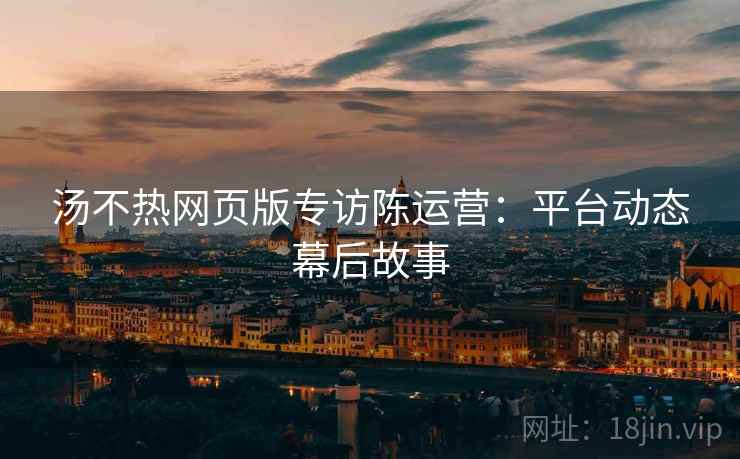 汤不热网页版专访陈运营:平台动态幕后故事 汤不热网页版专访陈运营:平台动态幕后故事